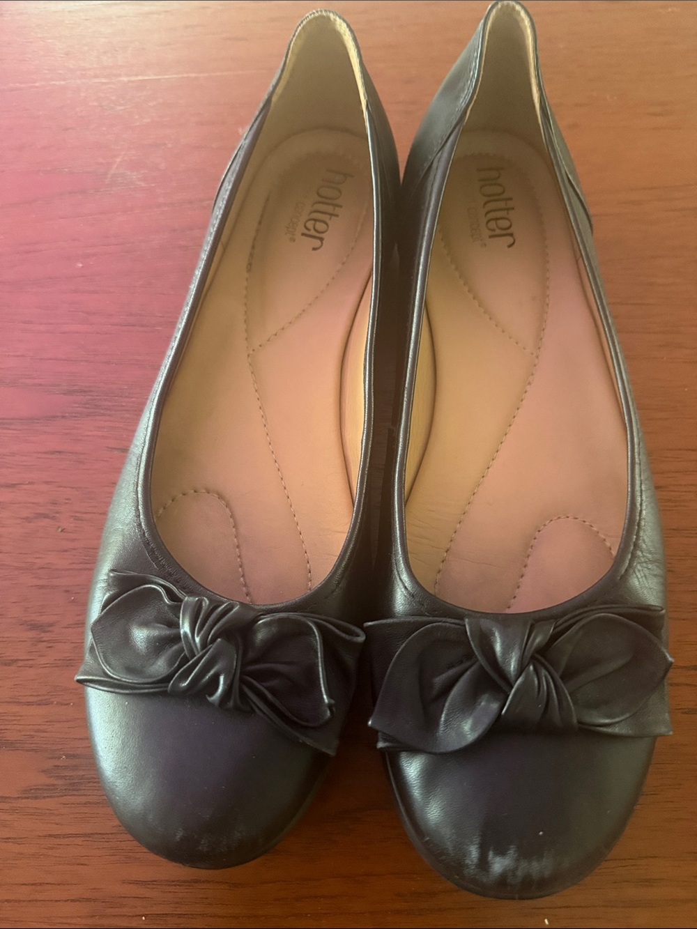 hotter Black Bow Ballet Flats